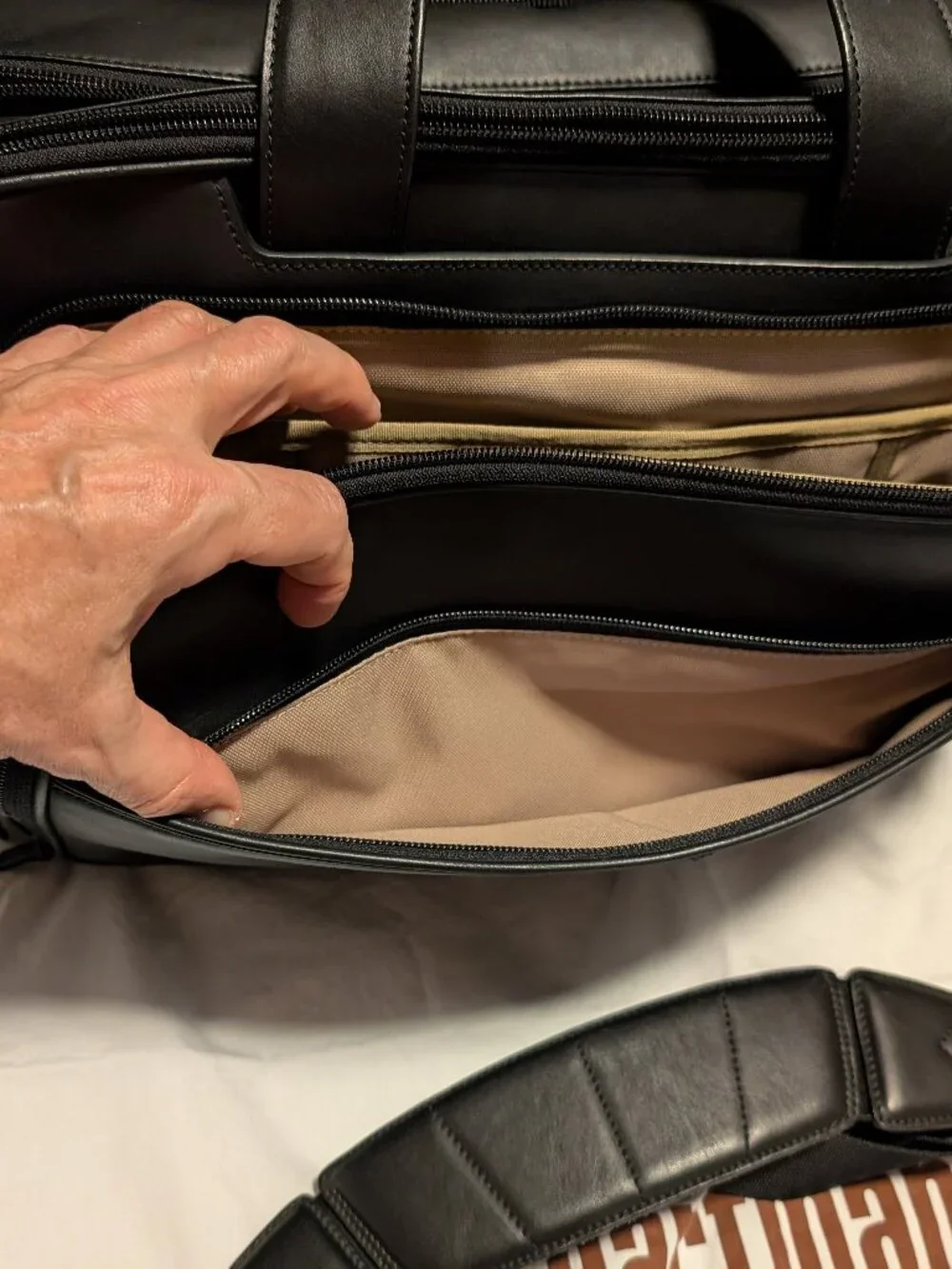 Hartmann Briefcase, Advisor Series, Black Belting Leather, Triple Compartment